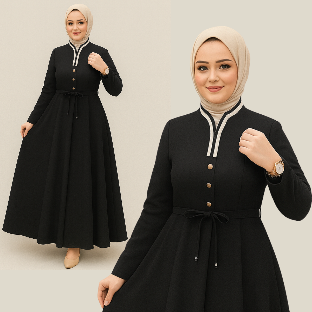 Abaya à boutons