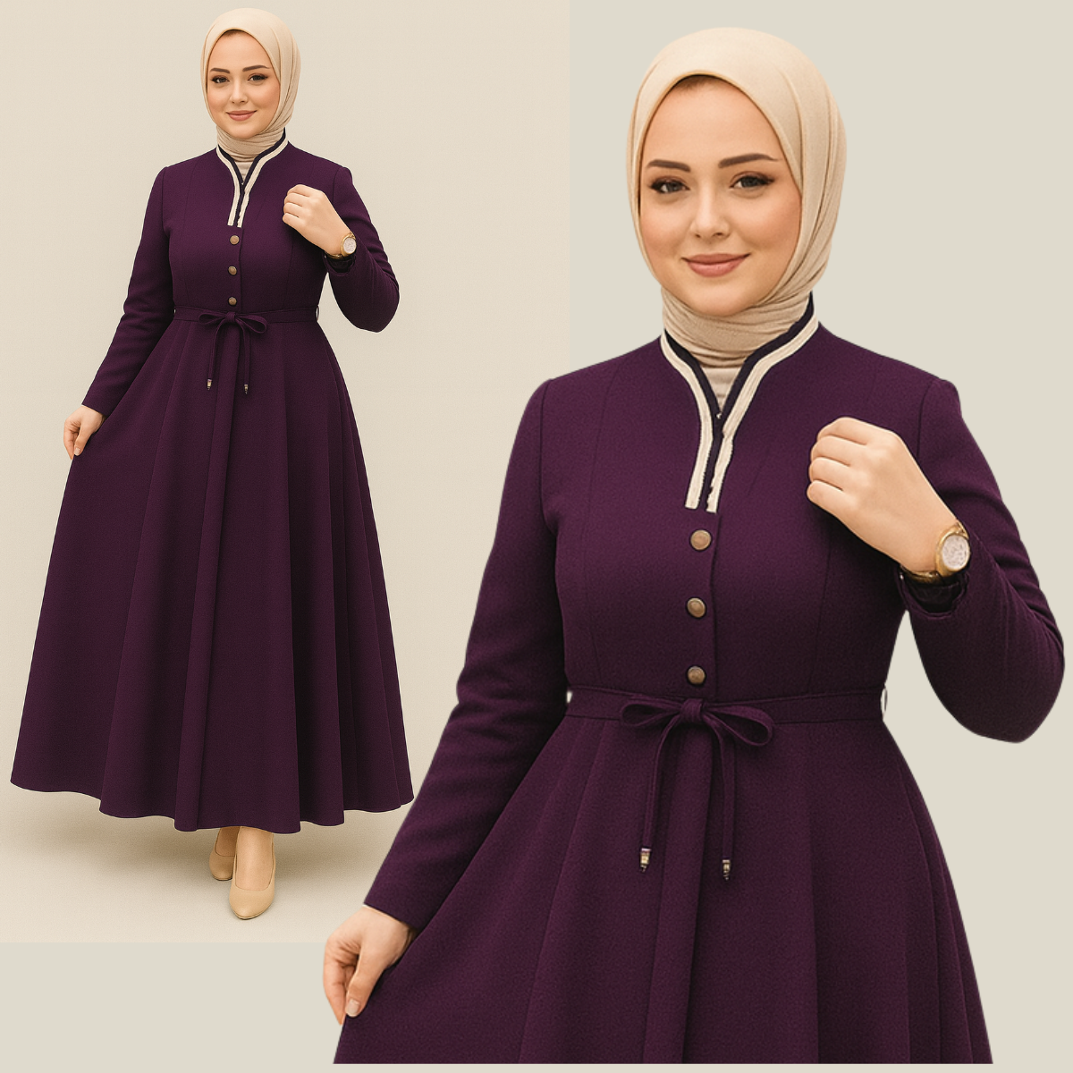 Abaya à boutons